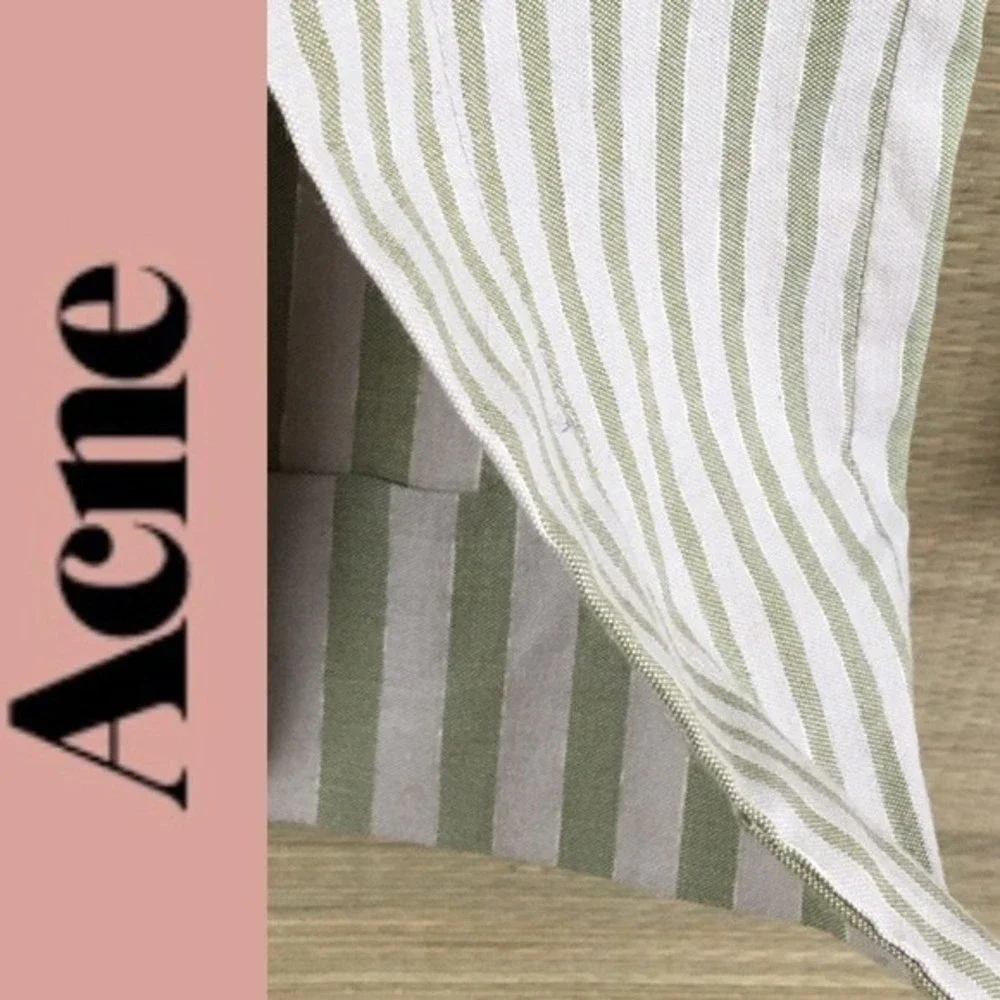 ACNE Liz Striped Cotton/Linen Straight Leg Pants